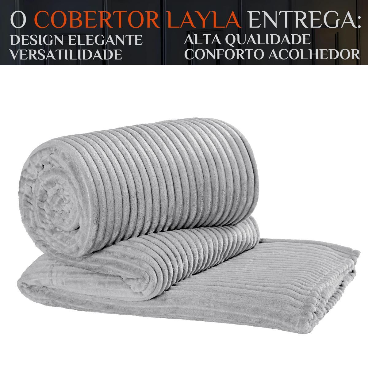 Miniatura Cobertor Casal Queen Grosso Layla Canelada Cinza