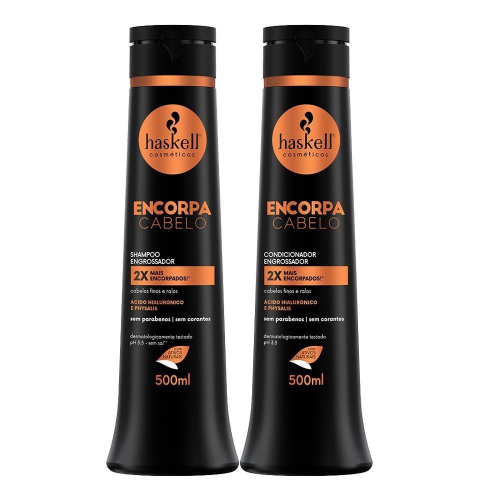 Kit Shampoo E Condicionador Engrossador Encorpa Cabelo Haskell 500ml