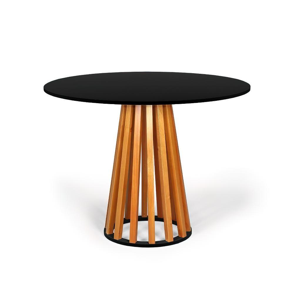 Conjunto Mesa De Jantar Preta 100cm Com 2 Cadeiras - Nude