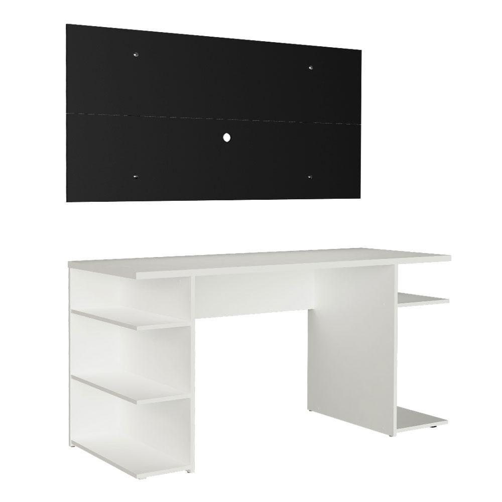 Miniatura Mesa para Computador Gamer e Painel para TV até 50 Madesa - Branco/Preto Branco/Preto