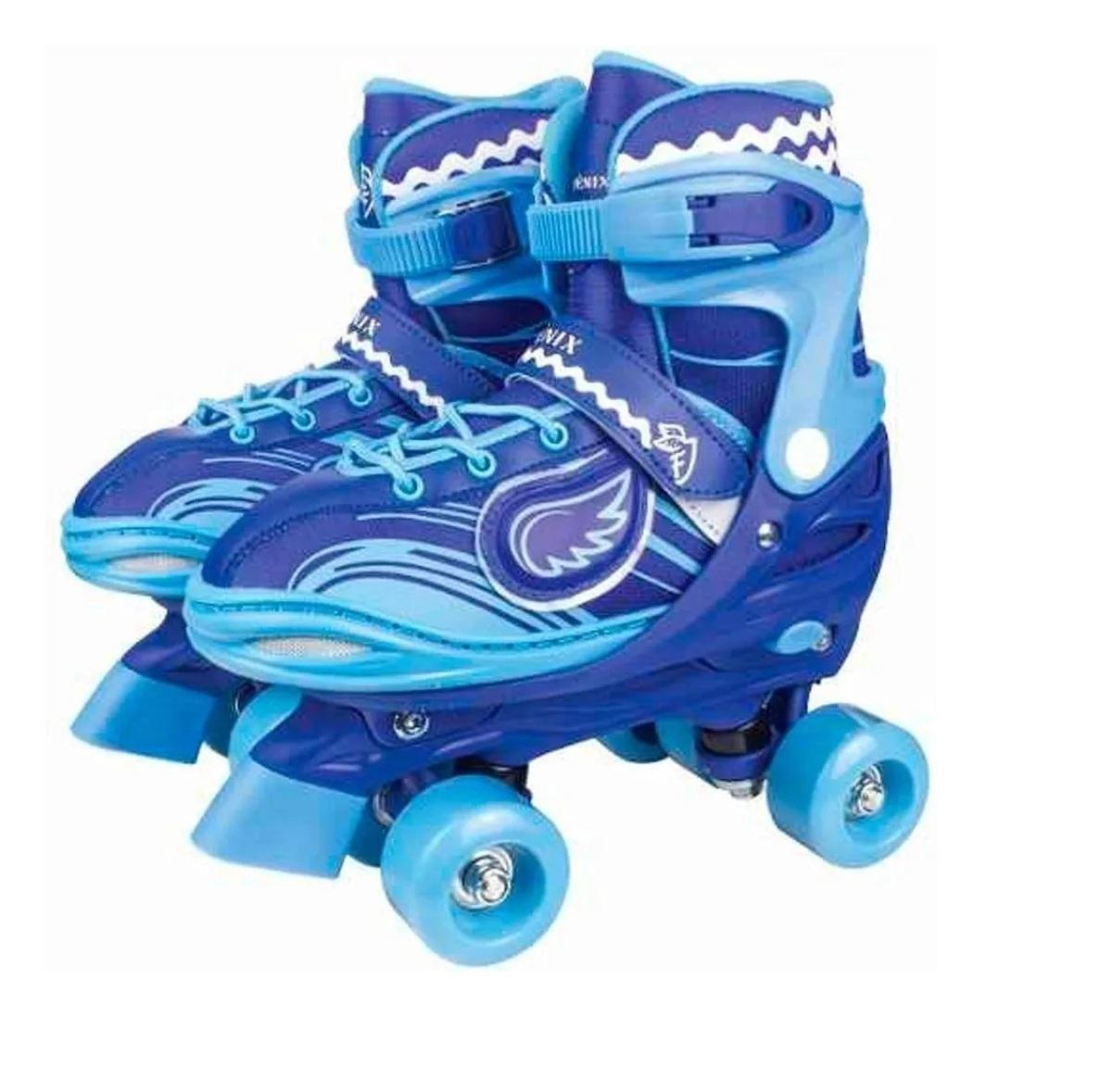 Miniatura Patins Roller 4 Rodas Com Luz 34 A 37 Ajustável Azul