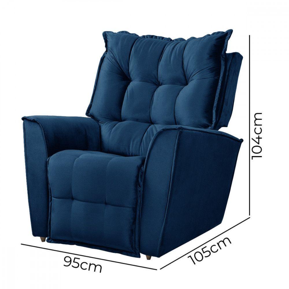 Miniatura Poltrona Da Mamãe Para Sala Reclinavel Carinho Veludo Azul