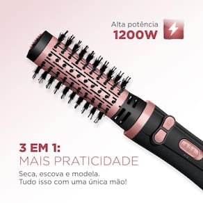 Miniatura Escova Rotativa Mondial ERB-01 1200 W Bivolt - Preto/Golden Rose