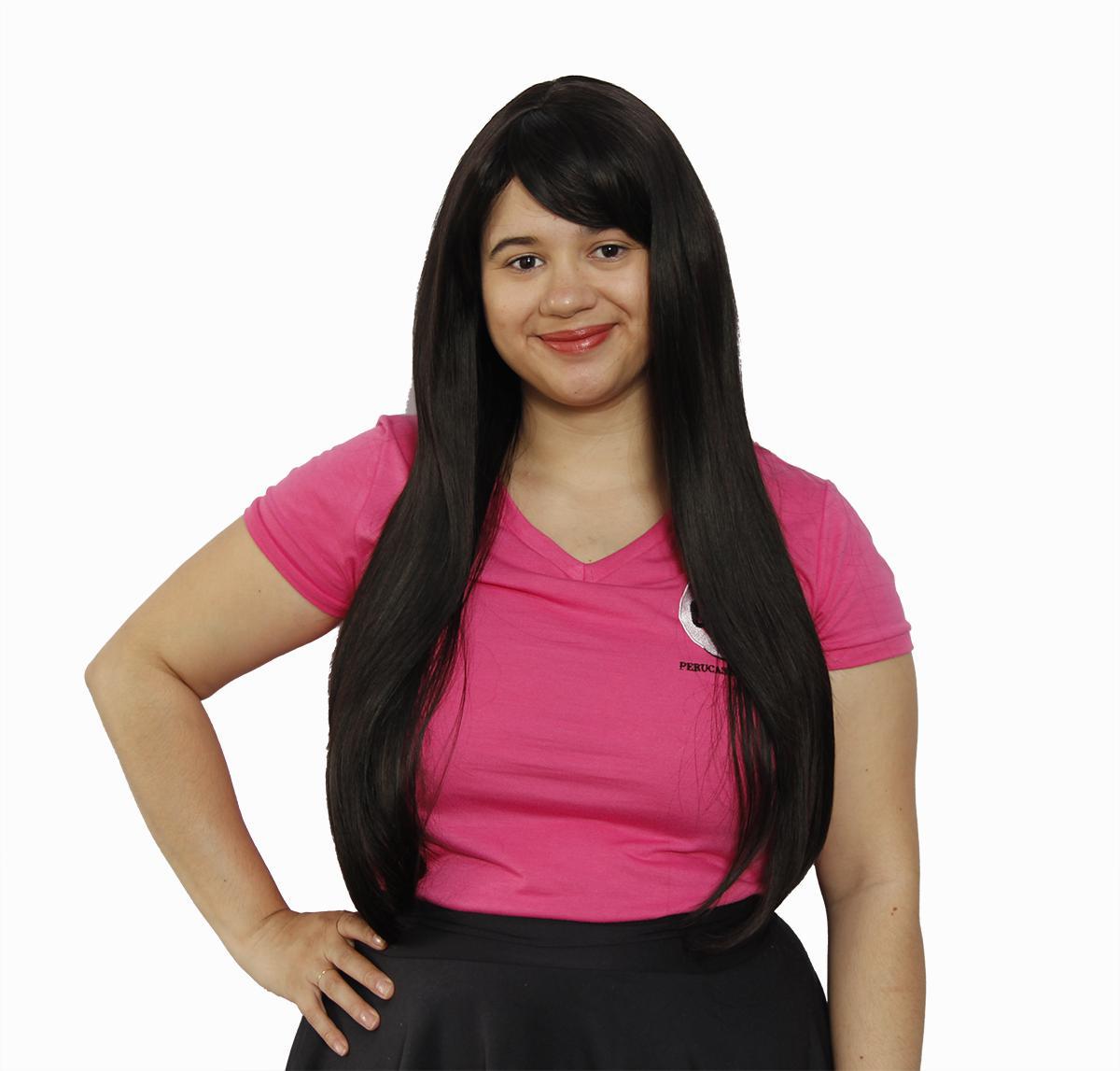 Miniatura Peruca Lace Wig Lisa Castanho Claro Fibra Futura 70Cm