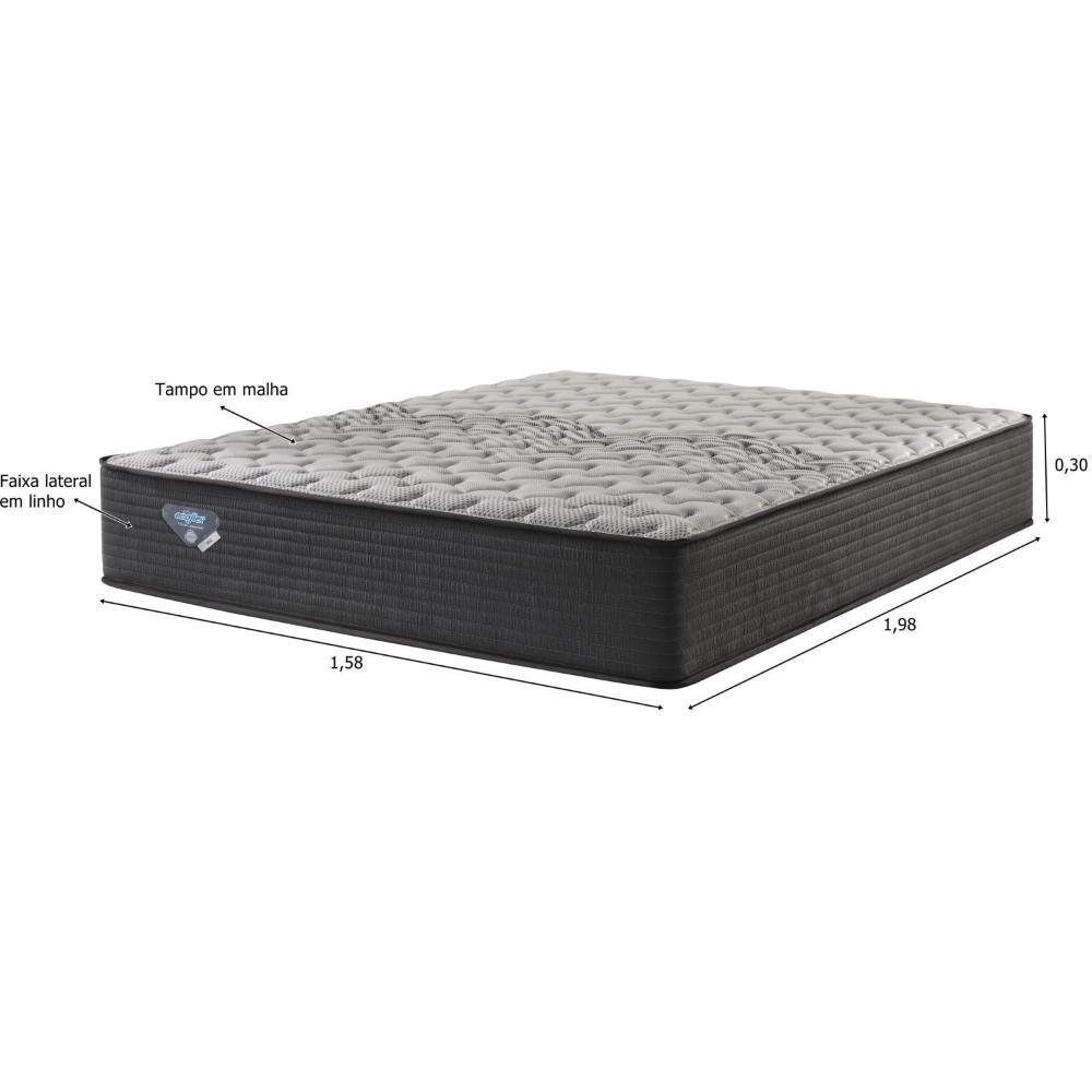 Miniatura Colchão Queen Molas Ensacadas Wide Vivaz Ecoflex 30x158x198cm Cinza/Grafite