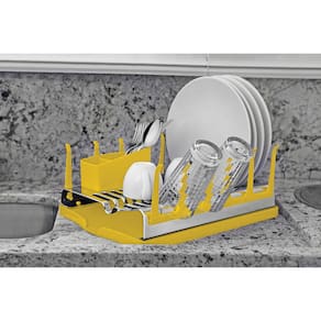 Miniatura Escorredor de Louças Tramontina Plurale em Aço Inox e Polipropileno – 54 cm Inox/Amarelo