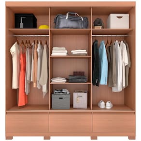 Guarda-Roupa Bartira Monza com 3 Portas de Correr e 3 Gavetas - 199,8cm de largura Avelã e Capuccino