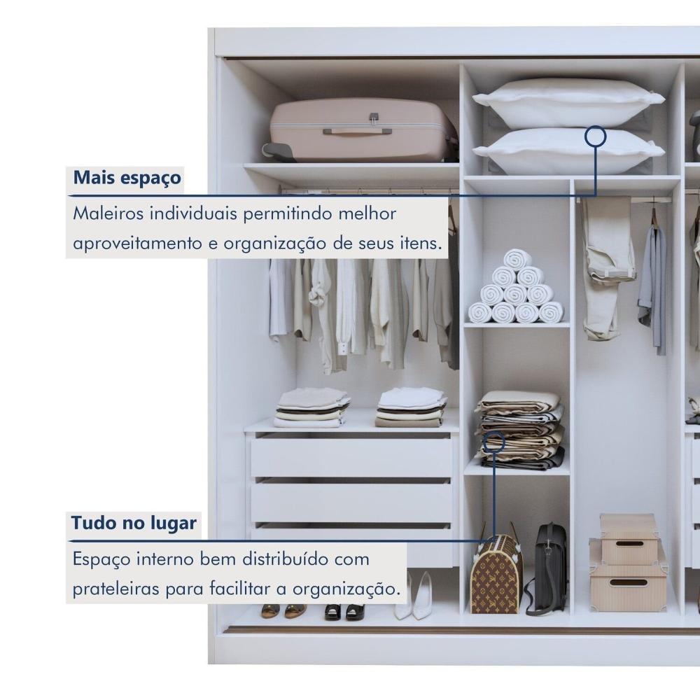 Guarda-roupas 3 Portas de Correr 100% Mdf Monte Rei Branco