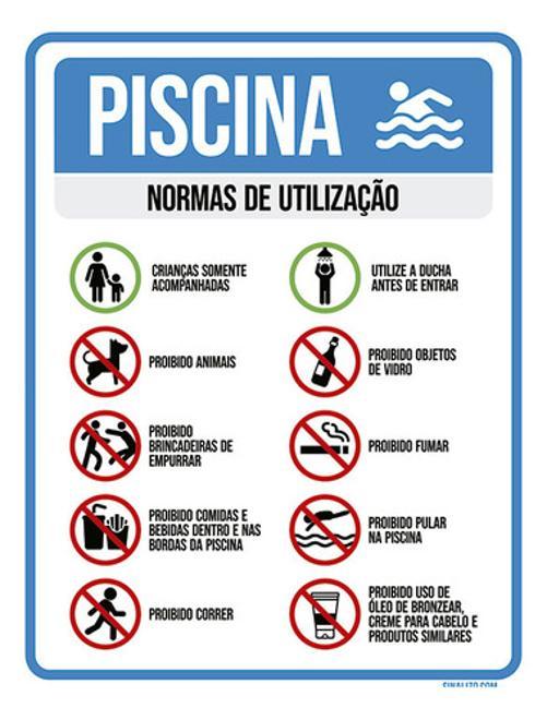 Miniatura Placa Piscina Normas De Utilização Ícone 27X35