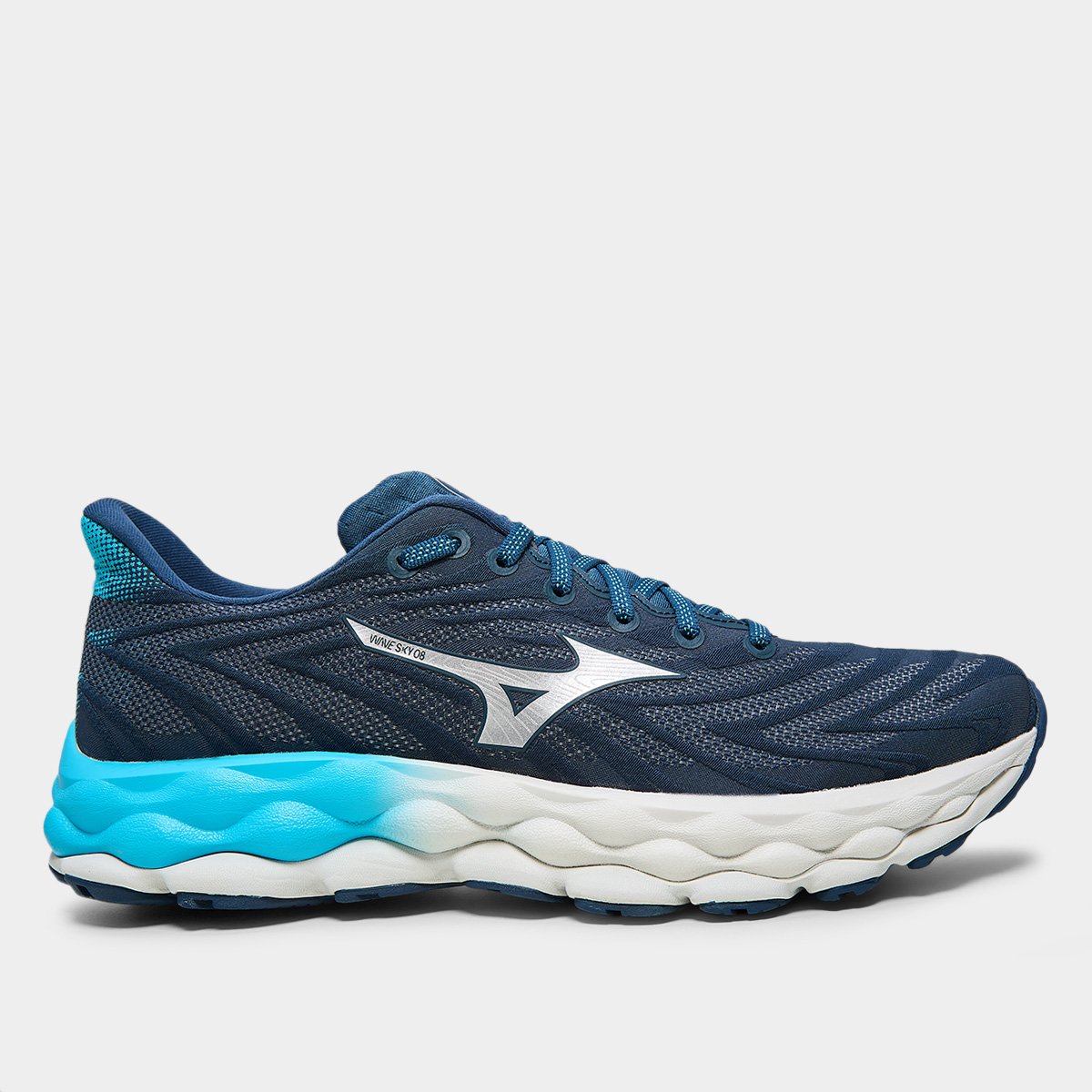 Miniatura Tênis Mizuno Wave Sky 8 Masculino Marinho+Branco - 38
