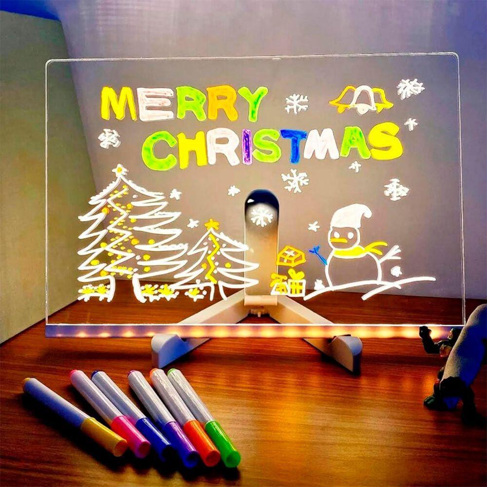 Miniatura Placa Luminária Quadro Led Com Marcador Para Desenhar Natal