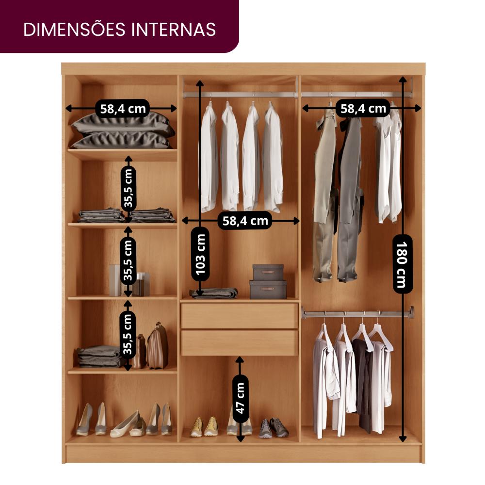 Miniatura Guarda Roupa Casal 6 Portas 2 Gavetas MDF Petra Guarda Roupa Casal 6 Portas 2 Gavetas Petra Rufato Imbuia/Grafite