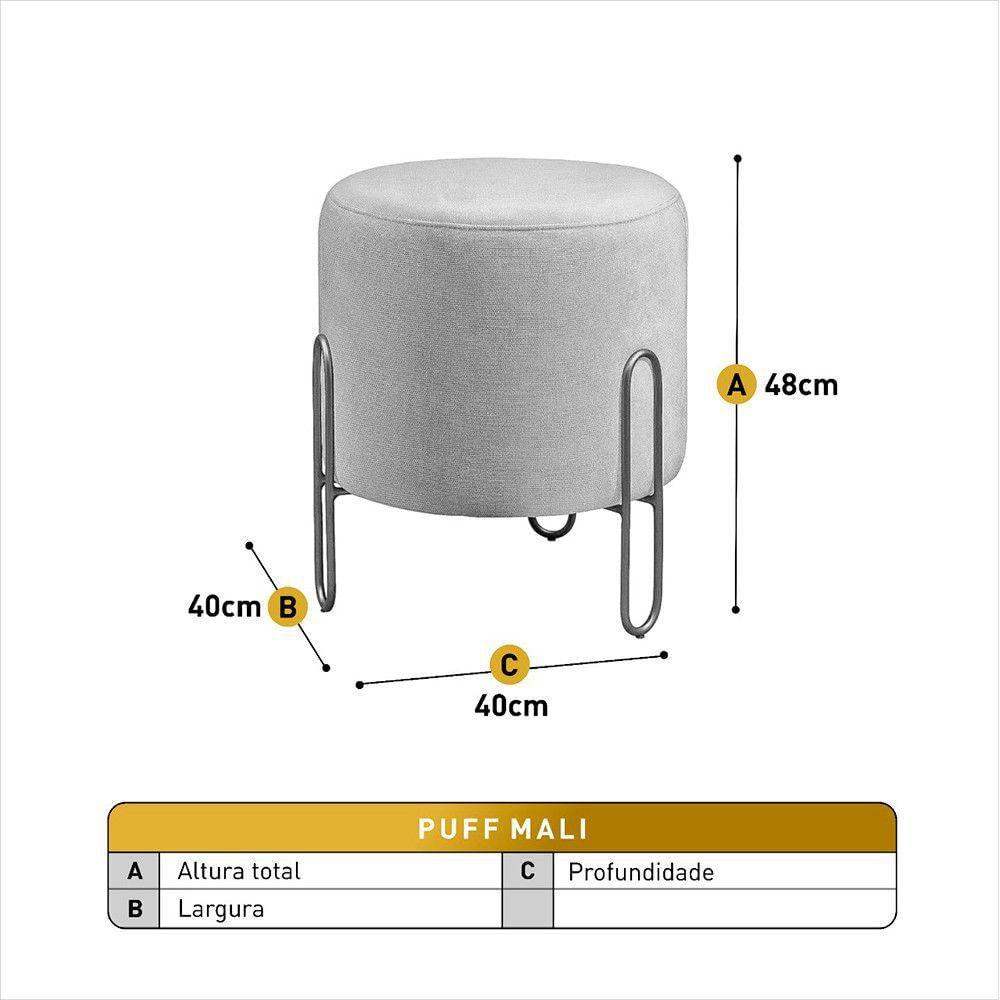 Miniatura Puff Banqueta Mali Veludo Luxo Castellar Móbile Bege Claro