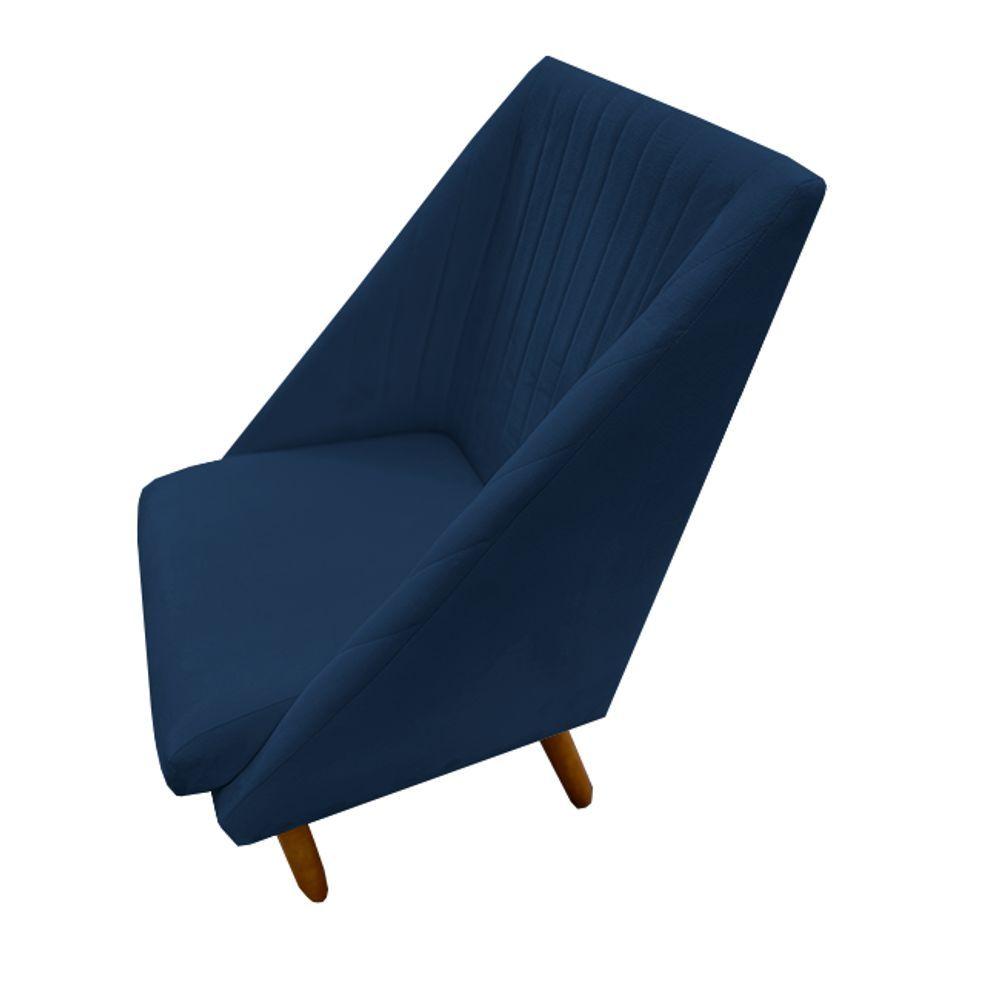 Miniatura Cadeira Para Sala De Jantar Ana Pés Palito Suede Azul Marinho D'classe Decor
