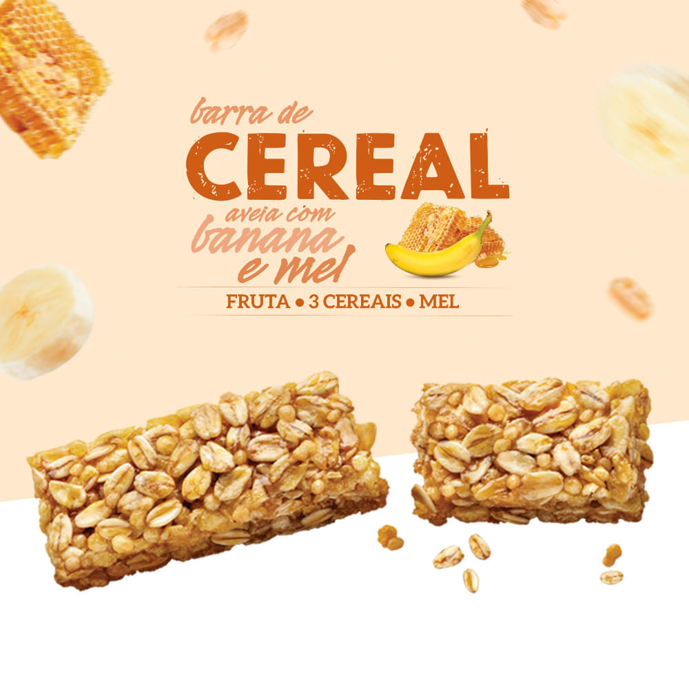 Miniatura Barra de Cereais Nutry Aveia, Banana e Mel 3 Unidades com 22g Cada