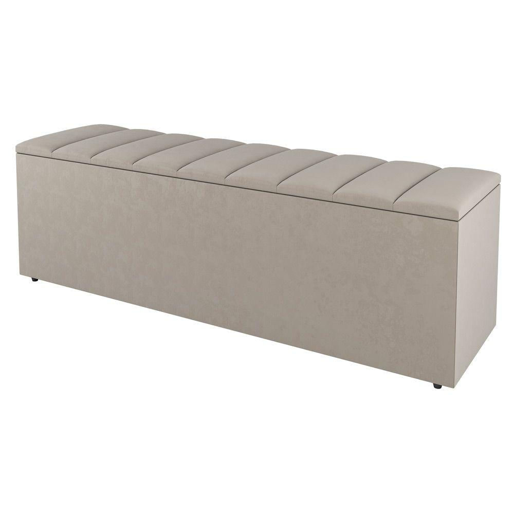 Miniatura Cabeceira E Baú Cama Box Queen Size Cora 160cm Suede Bege