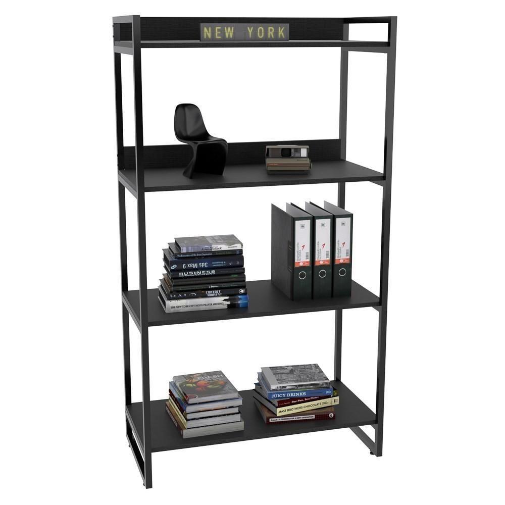 Miniatura Estante Livreiro Multiuso 80cm 4 Prateleiras Preto Onix
