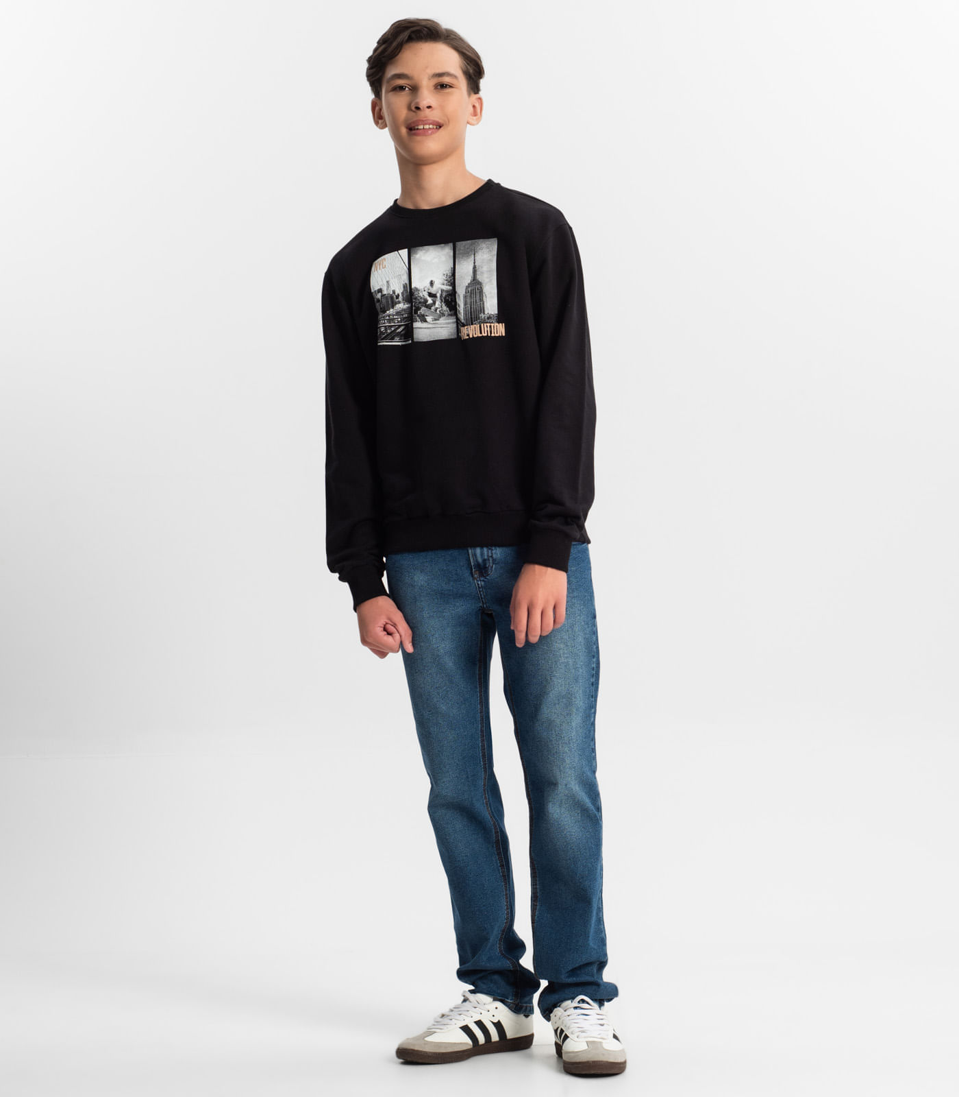 Blusão Juvenil Masculino Em Moletom Minty Preto 12
