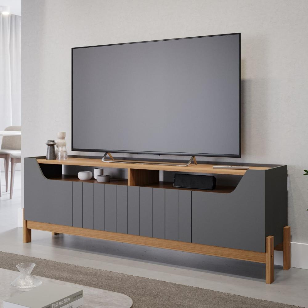 Miniatura Rack para Tv de até 70 Polegadas, Moema ,180cm Grafite/ Nature