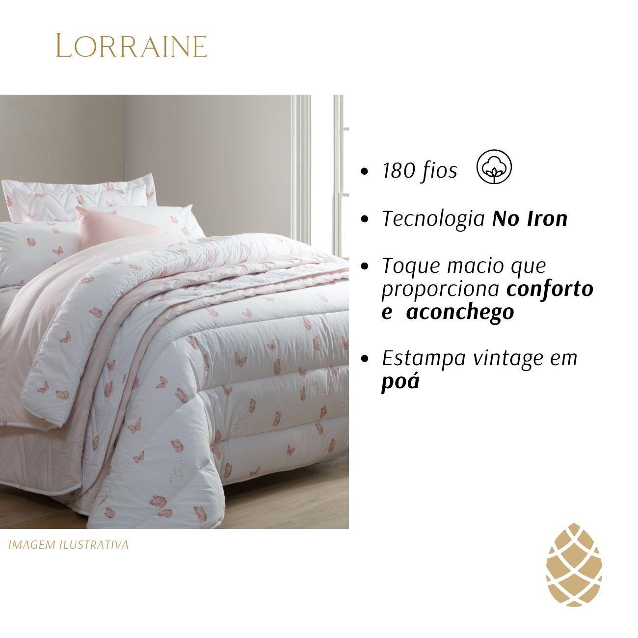 Miniatura Jogo De Cama Casal Sultan 180F Sonhare Prata Borboleta 4 Pçs