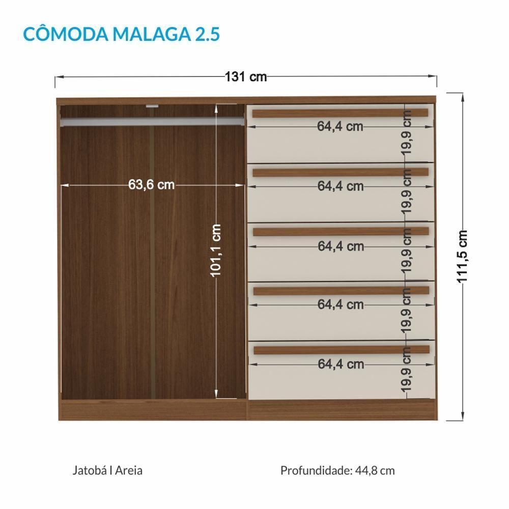 Miniatura Cômoda Málaga Gold 2 Portas E 5 Gavetas Jatobá-areia - Santos Andirá Jatobá-areia