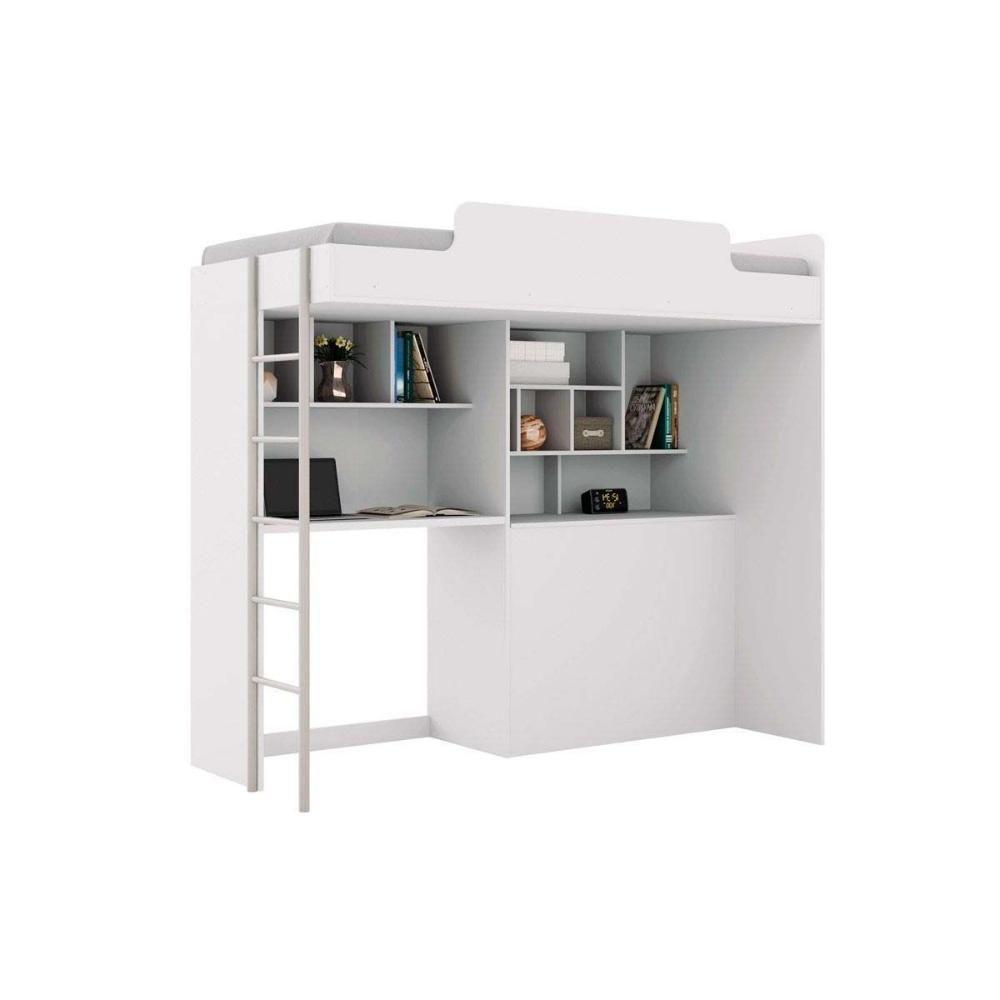 Miniatura Beliche Multifuncional Office New (cama+bancada+baú+nicho+prateleiras) Grafite-jatobá - Santos Andirá