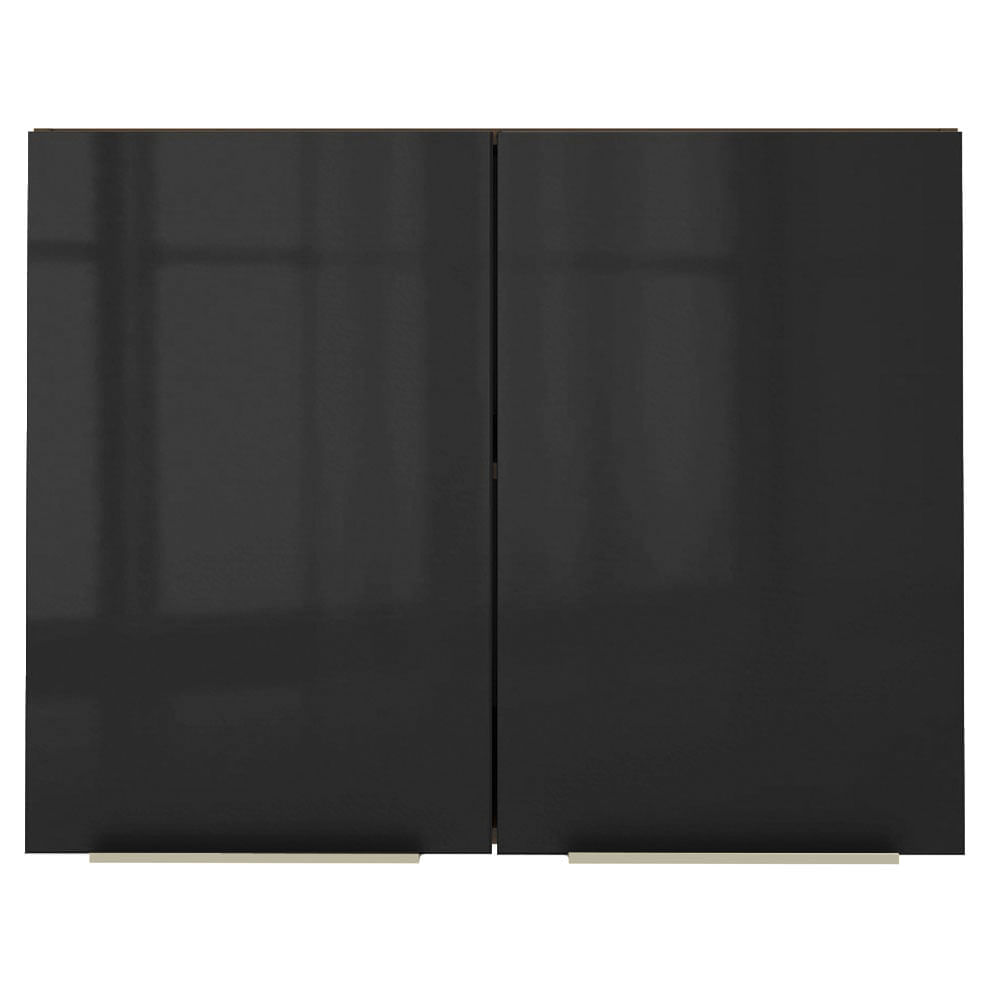 Miniatura Armário Aéreo Madesa Lux 80 cm 2 Portas Rustic/Preto Cor:Rustic/Preto