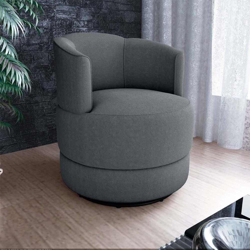 Miniatura Poltrona Decorativa Giratória Base De Ferro Marselha Boucle Cinza Matrix Boucle Cinza