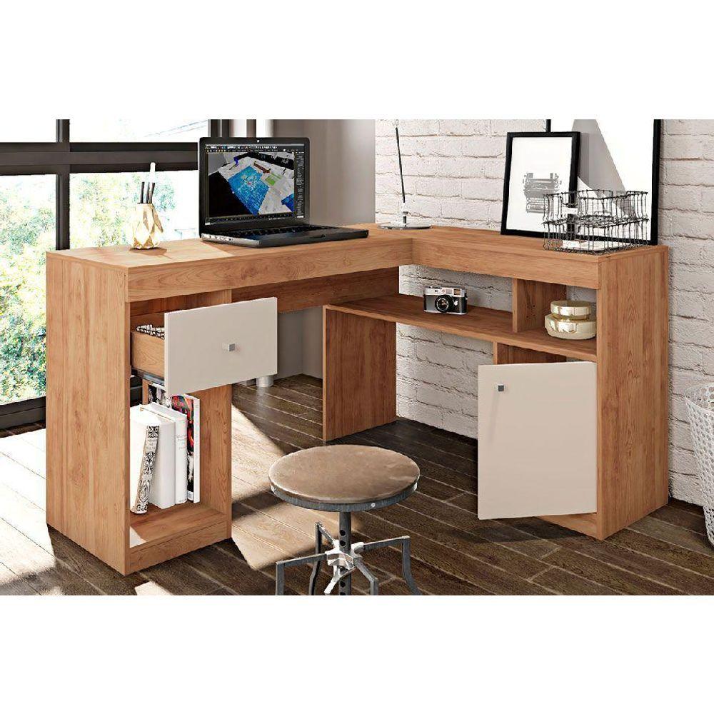 Miniatura Mesa Computador Nilo Com 1 Porta E 1 Gaveta Lamina Mel Off White Caemmun