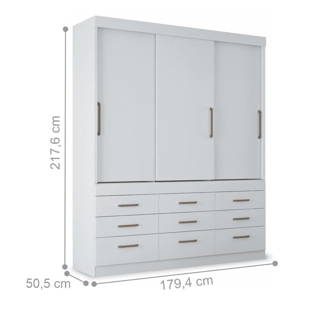 Miniatura Conjunto Guarda Roupa 3 Portas E Cômoda Chef Branco