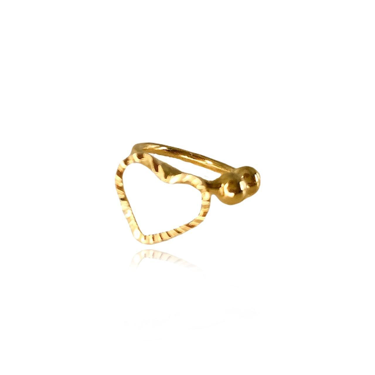 Miniatura Piercing Fake Com Coração Folheado Em Ouro 18K