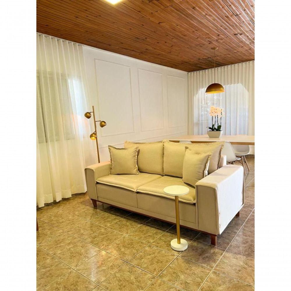 Miniatura Sofá Fixo Aquiles 2 Lugares Luxo 1,60m Castellar Móbile Linho Bege Claro