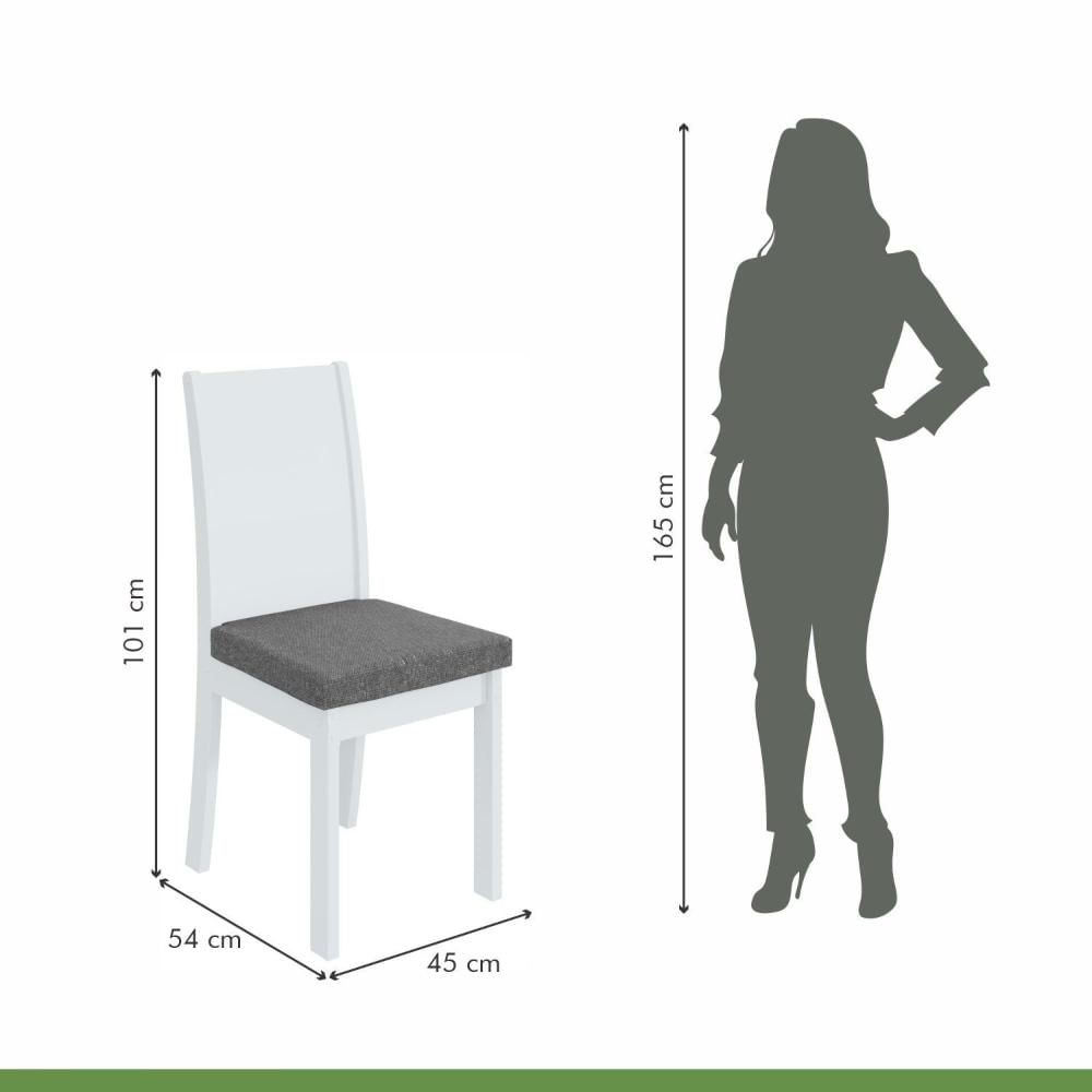 Miniatura Conjunto 4 Cadeiras Athenas Móveis Lopas Branco/Linho Cinza