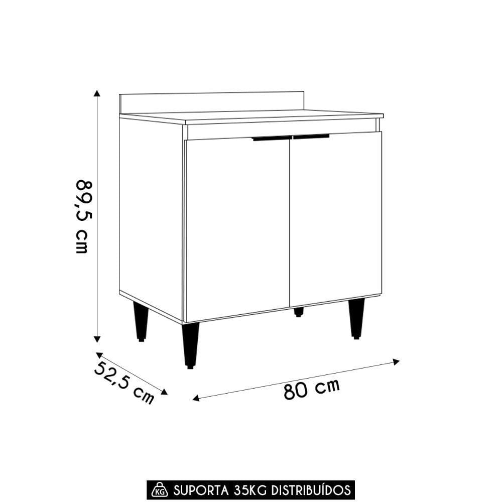 Miniatura Balcão De Cozinha Para Cooktop 80cm Pérola Z34 Preto - Mpozenato