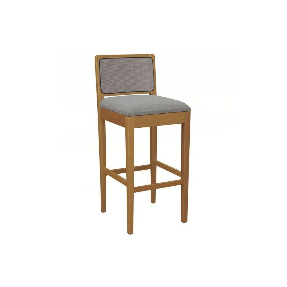 Miniatura Banqueta De Cozinha Sara Madeira Maciça 1bmm005ca 1 Un Carvalho Bouclê Cinza Tela Grafite