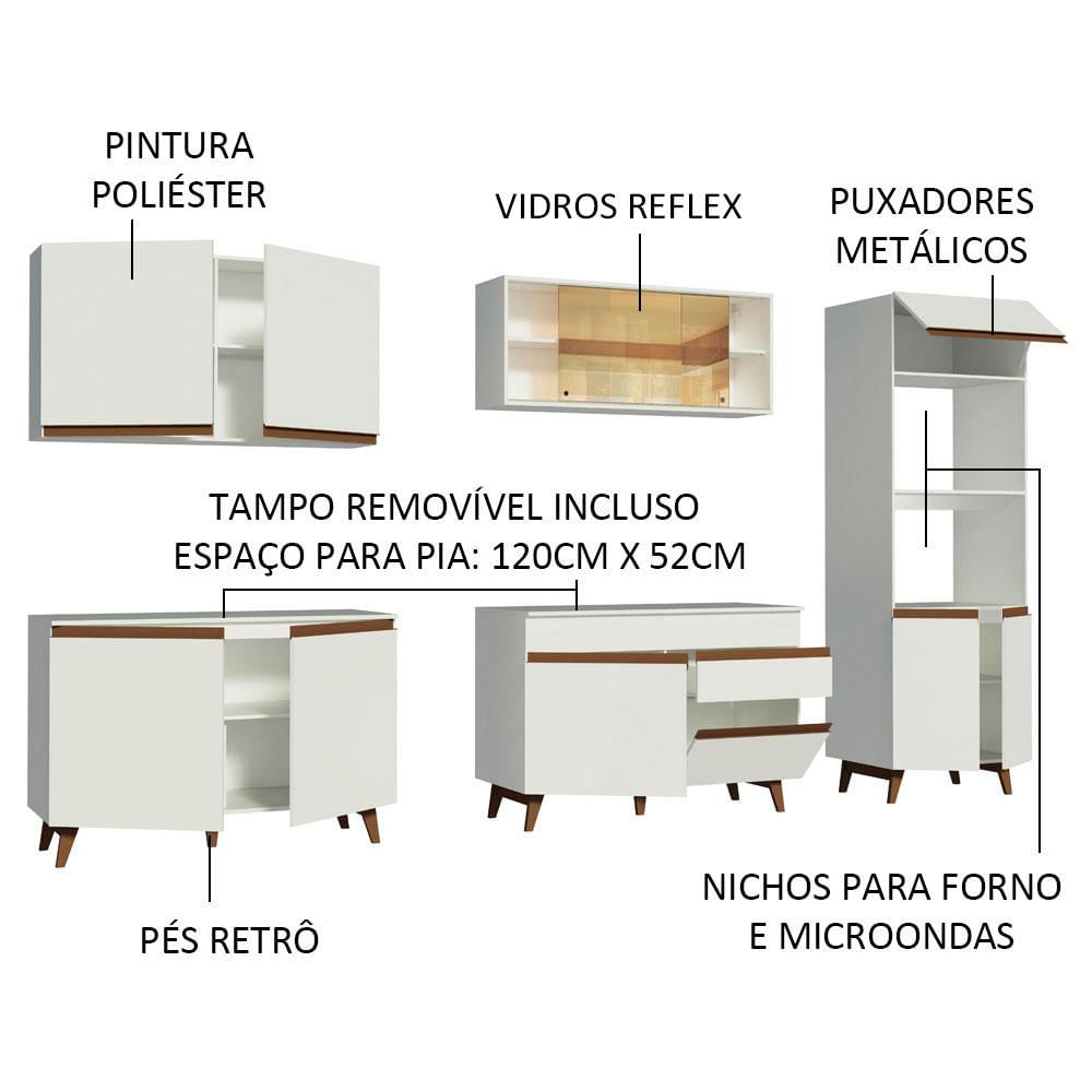 Miniatura Cozinha Completa Madesa Reims 310001 com Armário e Balcão - Branco Branco