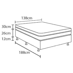 Cama Box de Casal Probel Village D28 com Molas Ensacadas e Pillow Euro 68x138x188cm - Branco/Preto