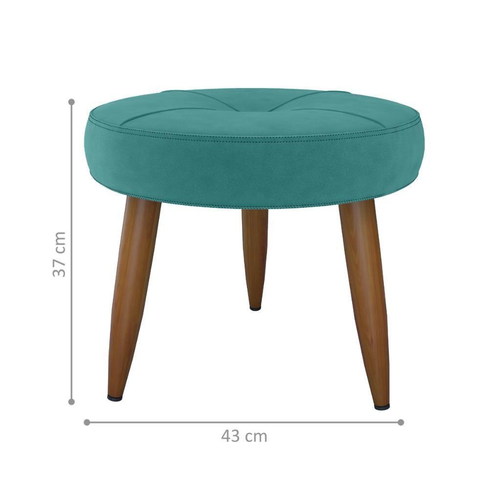 Miniatura Puff Redondo Para Sala Davi Veludo Verde Menta