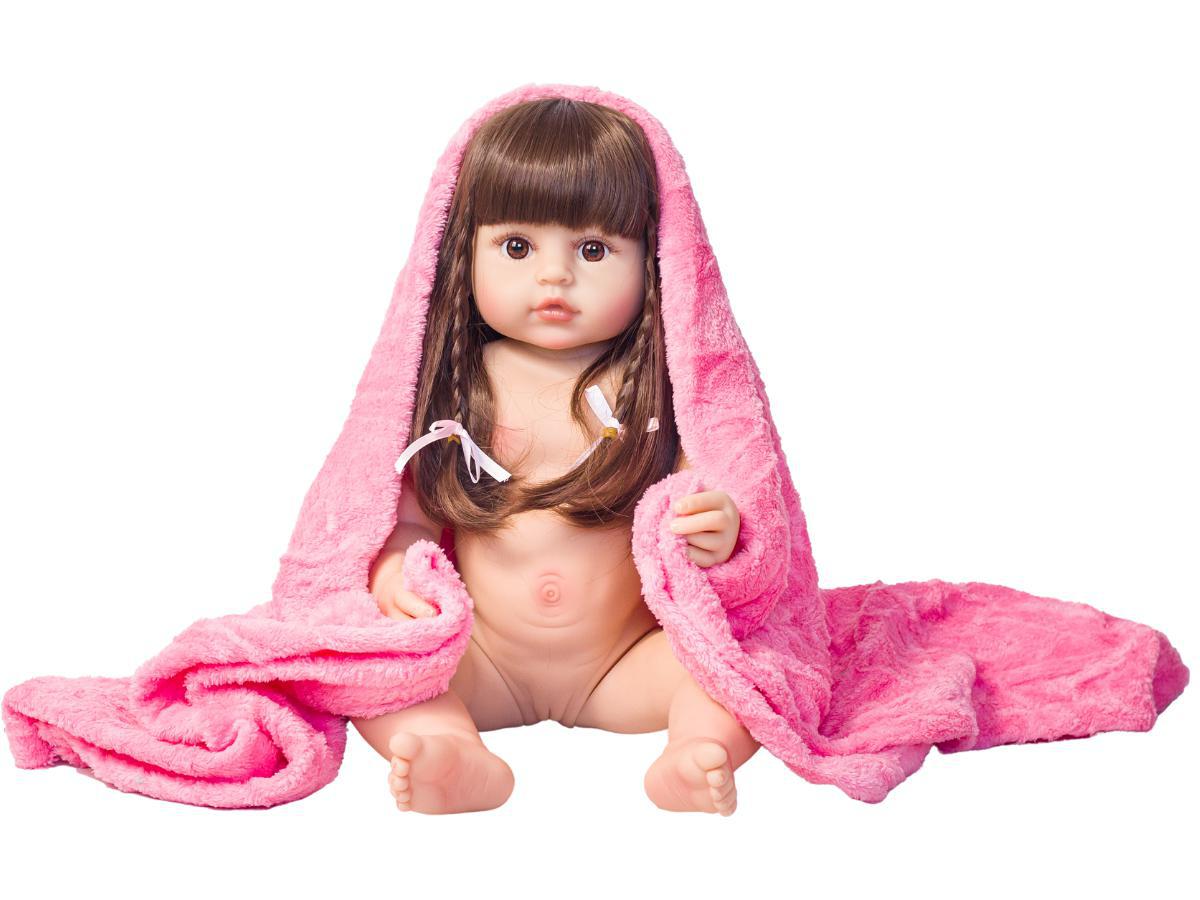 Miniatura Boneca Bebê Reborn Menina Realista 100% Silicone 55Cm