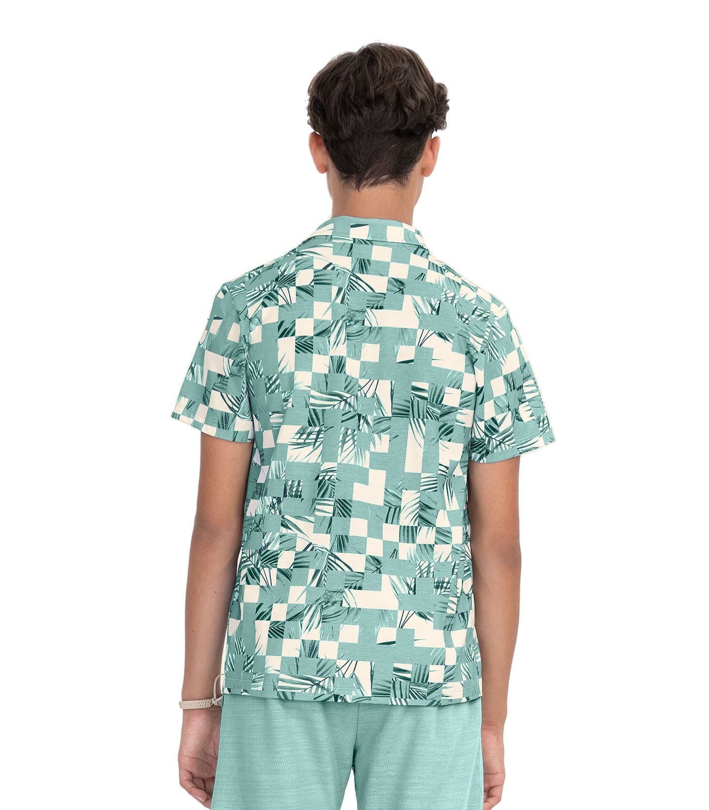 Miniatura Camisa Juvenil Masculina Quadriculada Minty Verde 12