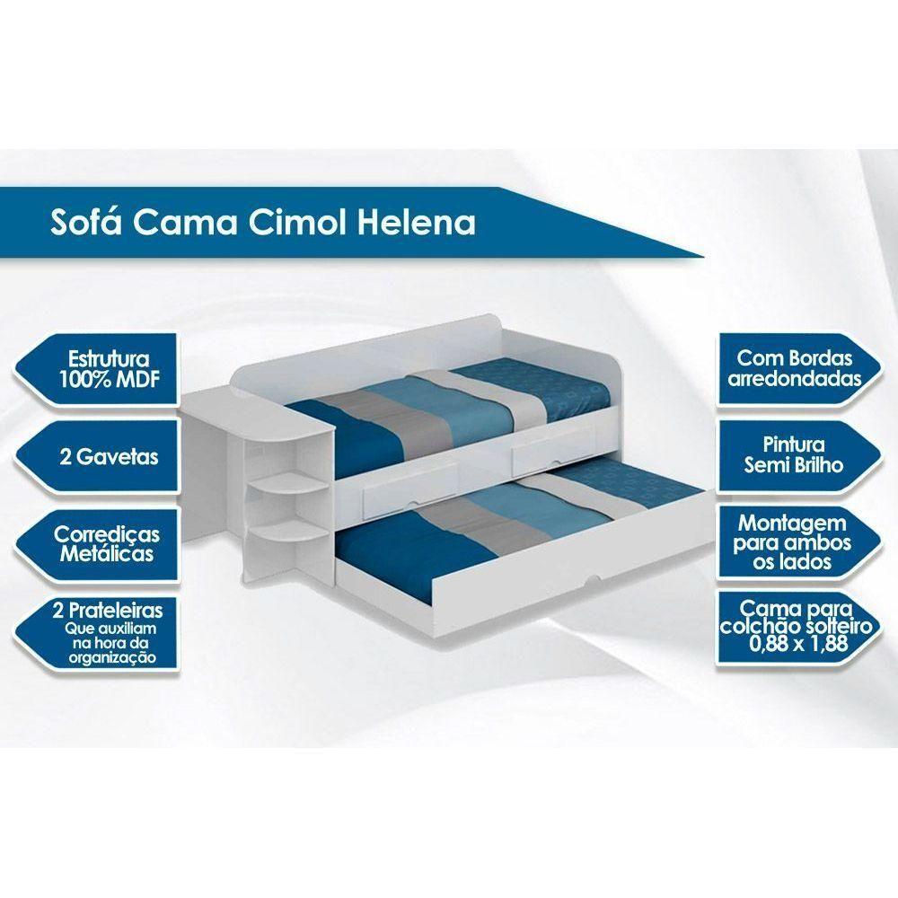 Miniatura Bicama Solteiro Helena C/ 2 Gavetas E Auxiliar Grafite - Cimol