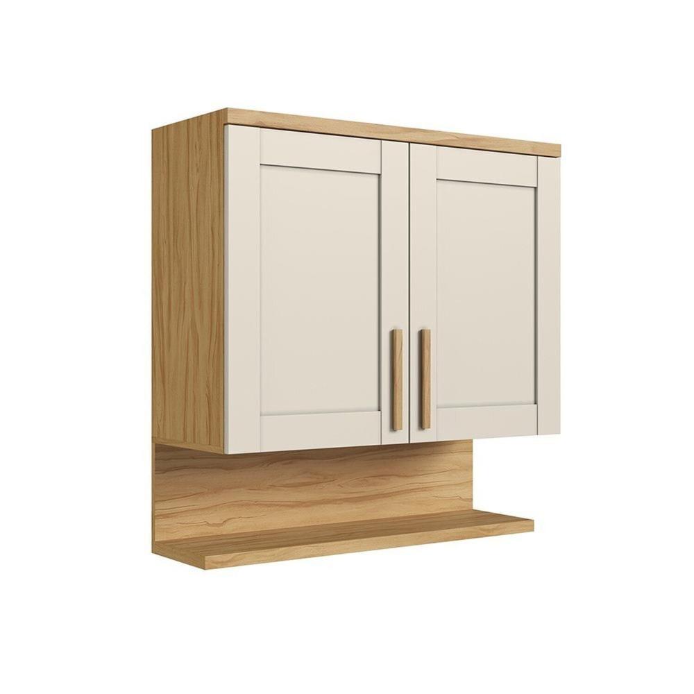 Miniatura Armário Aéreo de Cozinha 80cm 2 Portas com Prateleira 100% Mdf Espresso Móveis Estônia Amêndoa/Off White
