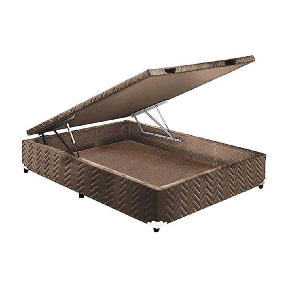 Miniatura Cama Box Baú Queen: Colchão Molas Masterpocket Ensacadas Polar Safira + Base Brown(158X198)