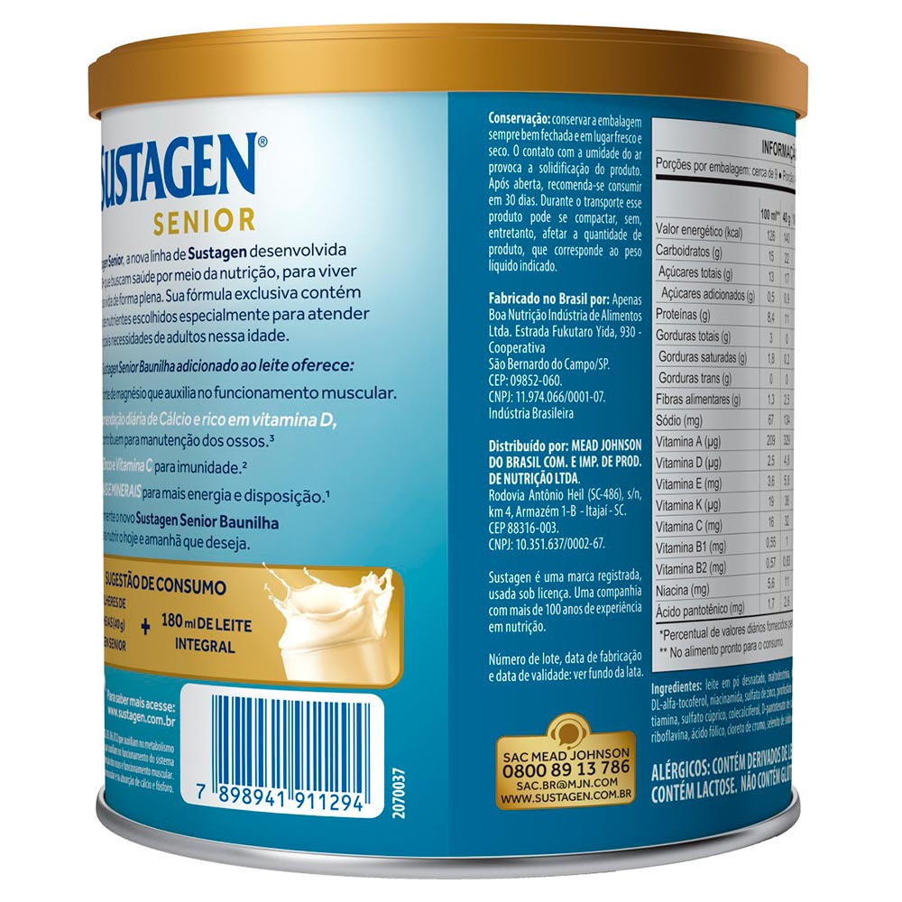 Complemento Alimentar Sustagen Senior 50+ Baunilia 370g