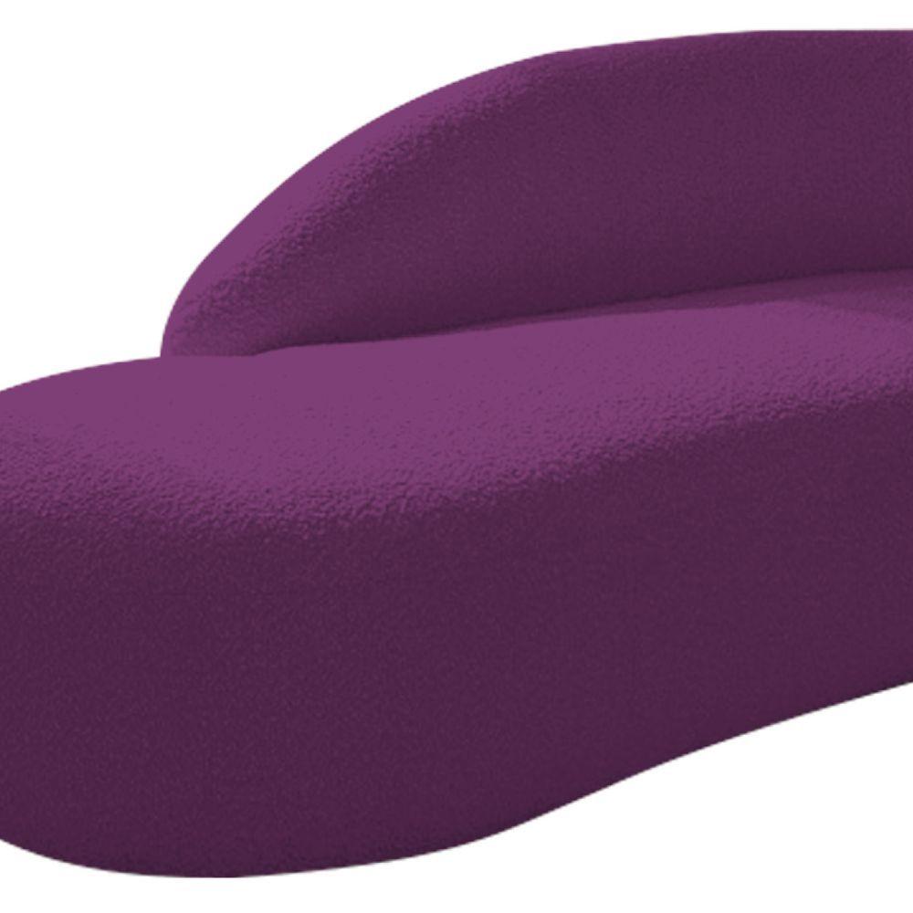 Divã Recamier Curvo Luna 160cm Lado Esquerdo Suede Cor Roxo