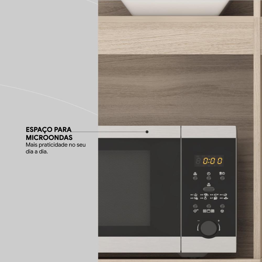 Armario De Cozinha 6 Portas 2 Gavetas Harmonia Demobile Avena Touch/Grafito