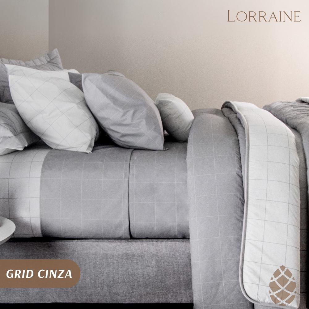 Miniatura Jogo De Cama Queen Sultan 180F Sonhare Prata Grid Cinza 4 Pç