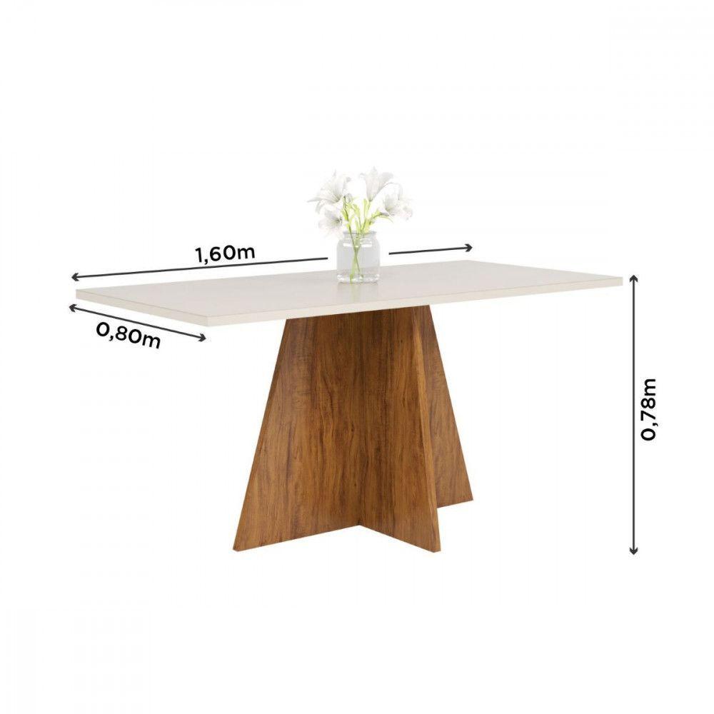 Miniatura Mesa Dailus Com 6 Cadeiras Roma Imbuia Tecido Veludo Pastel Viero Imbuia/blonde Off White