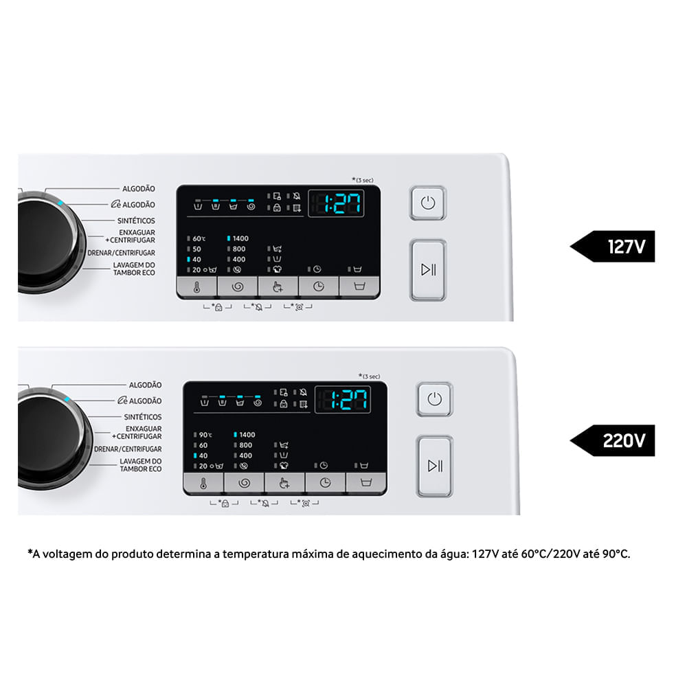 Miniatura Lavadora de Roupas Samsung 11 Kg Digital Inverter Branco com 12 Programas de Lavagem - WW11T4040BE 110