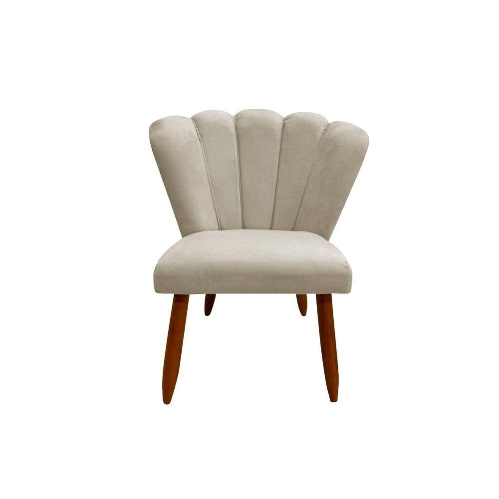 Poltrona Cadeira Pétala Penteadeira Dritex suede Bege